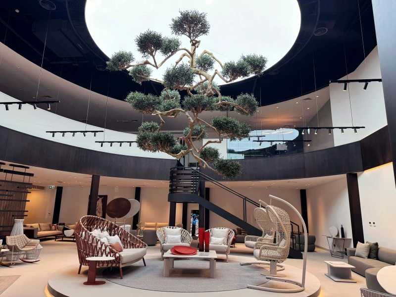 Artificial bonsai tree hanging from ceiling