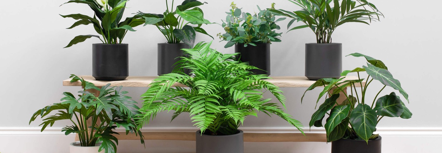artificial plants in pots