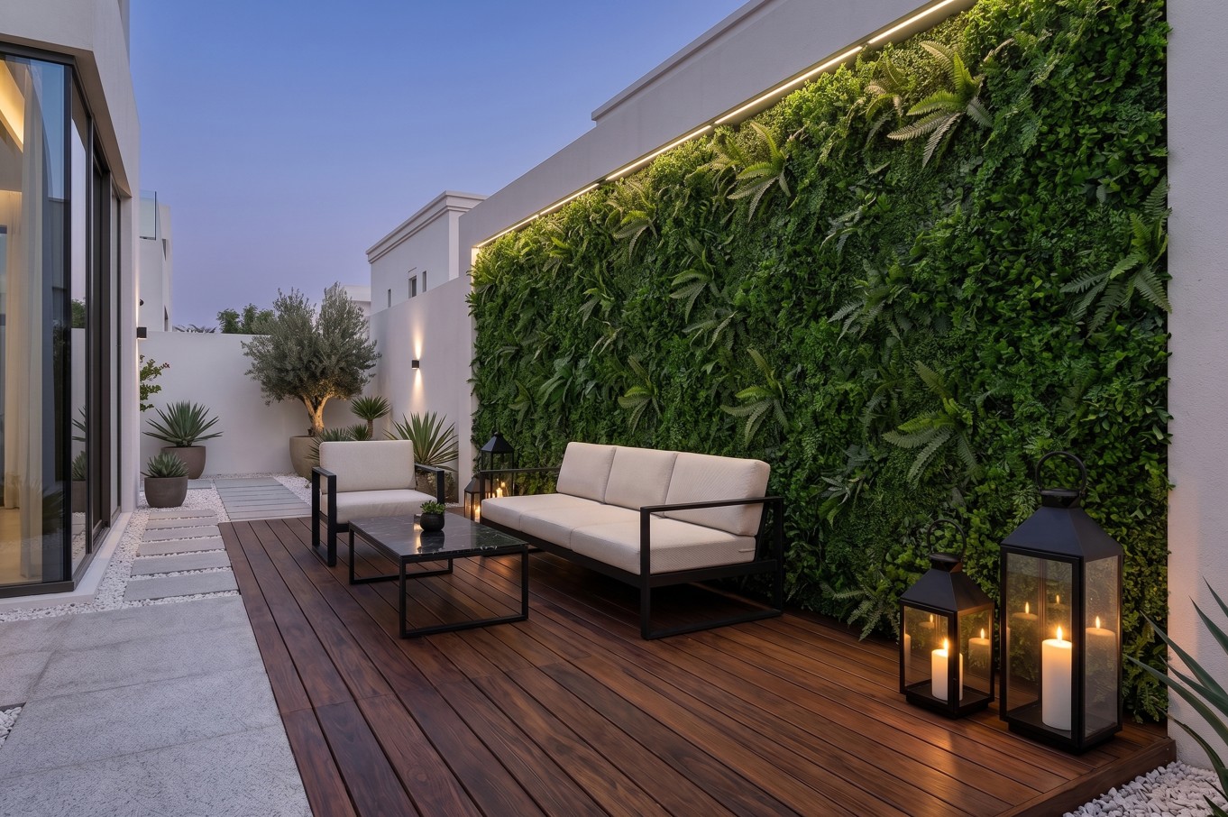 green wall installed in an exterior setting