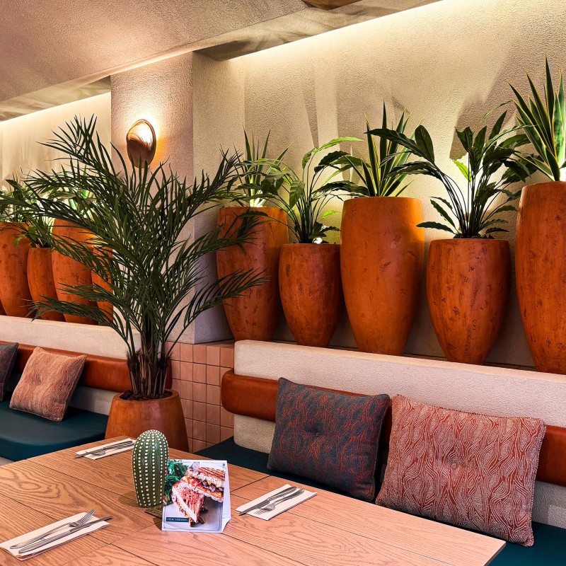artificial plants in restaurant