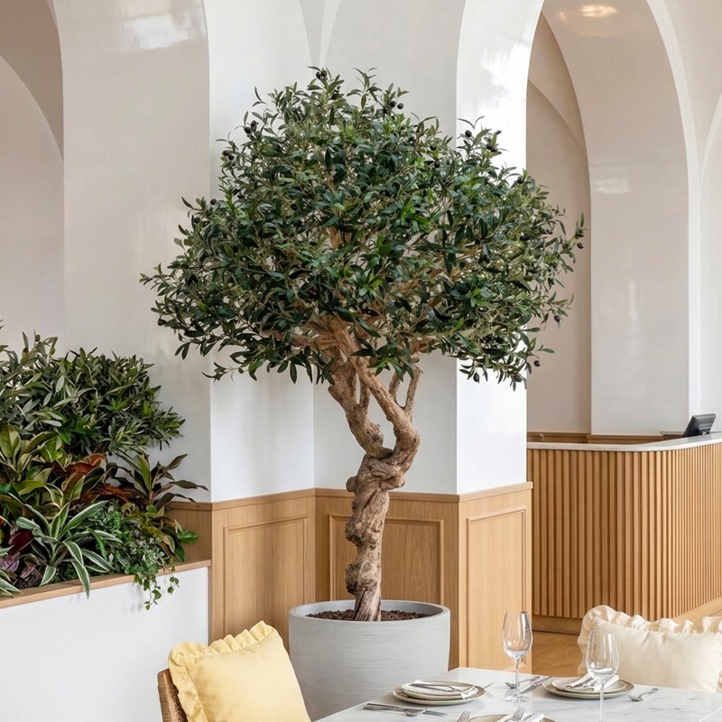 artificial tree in restaurant