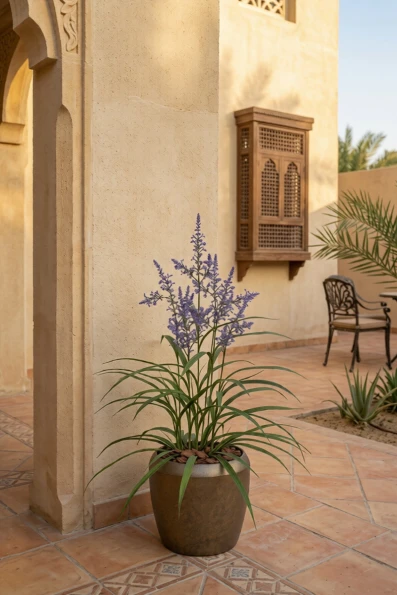 Outdoor Artificial Lavender Grass in Mocha Earle Dumpy Pot - 110cm