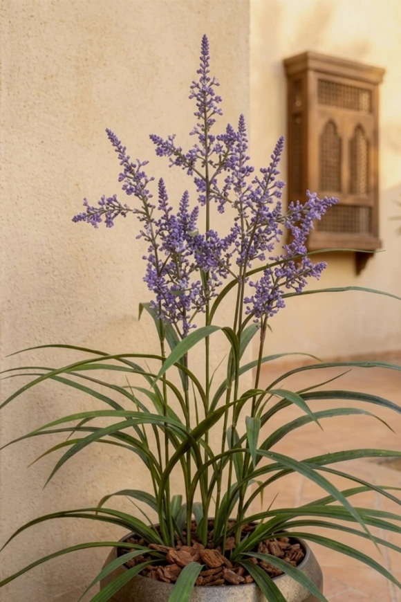 Outdoor Artificial Lavender Grass in Mocha Earle Dumpy Pot - 110cm