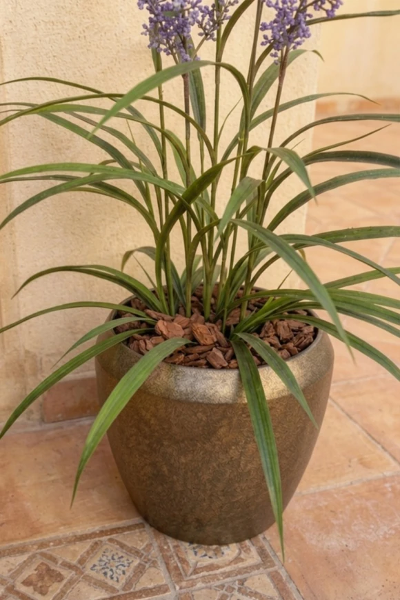 Outdoor Artificial Lavender Grass in Mocha Earle Dumpy Pot - 110cm
