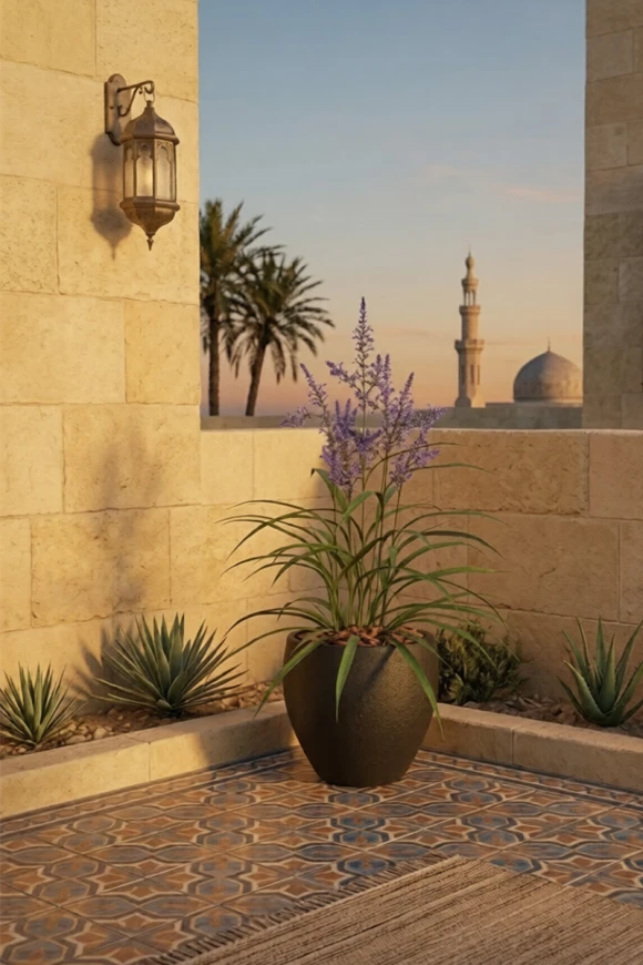 Outdoor Artificial Lavender Grass in Black Easington Pot - 110cm