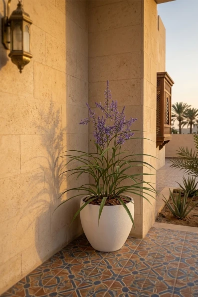 Outdoor Artificial Lavender Grass in White Easington Pot - 110cm