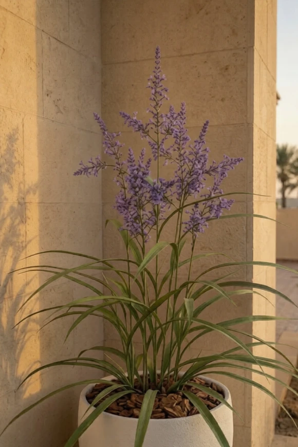 Outdoor Artificial Lavender Grass in White Easington Pot - 110cm