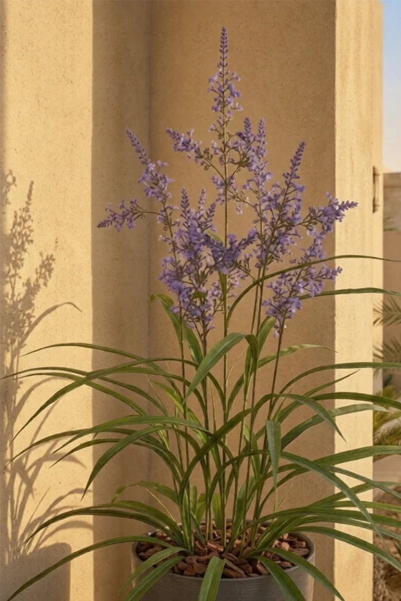 Outdoor Artificial Lavender Grass in Charcoal Buxley Pot - 110cm