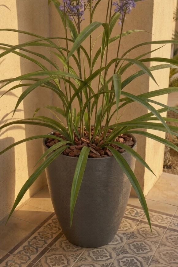 Outdoor Artificial Lavender Grass in Charcoal Buxley Pot - 110cm