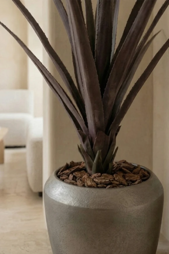 Artificial Screw Pine in Slate Earle Dumpy Pot - 110cm