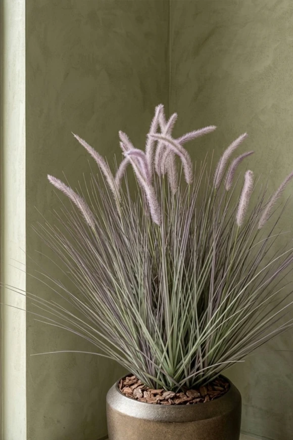 Artificial Dogtail Grass in Mocha Earle Dumpy Pot - 110cm