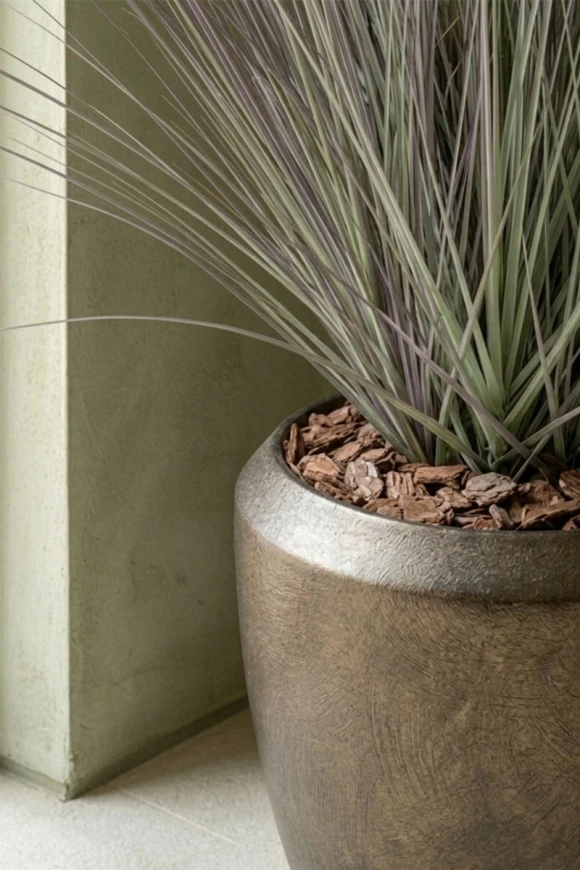 Artificial Dogtail Grass in Mocha Earle Dumpy Pot - 110cm