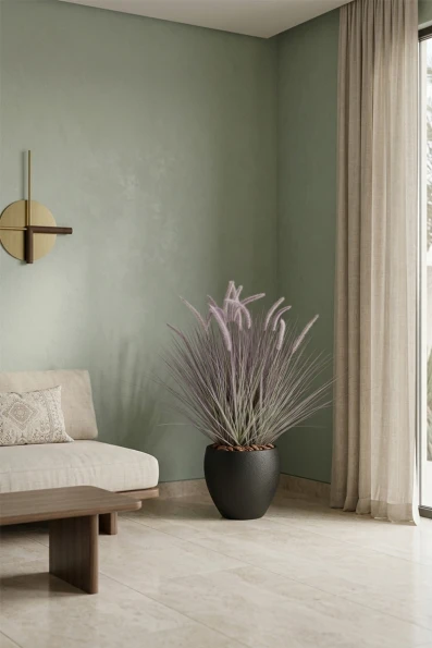 Artificial Dogtail Grass in Black Easington Pot - 110cm