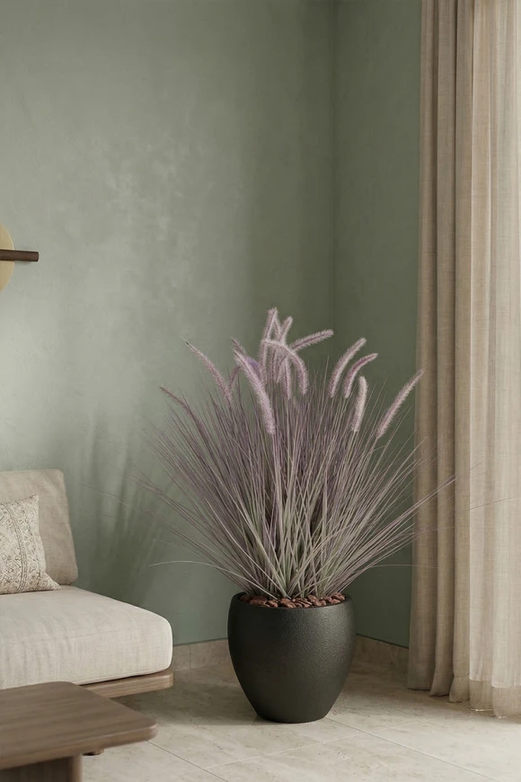 Artificial Dogtail Grass in Black Easington Pot - 110cm