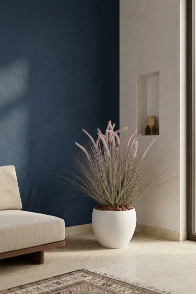 Artificial Dogtail Grass in White Easington Pot - 110cm