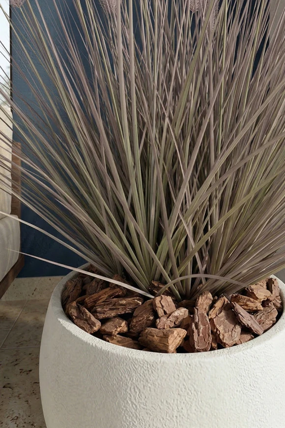 Artificial Dogtail Grass in White Easington Pot - 110cm