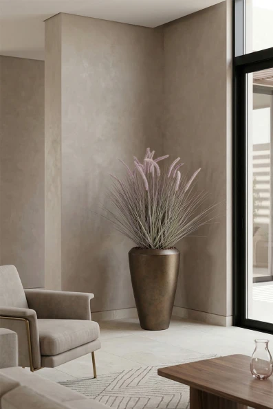 Artificial Dogtail Grass in Mocha Tall Earle Pot - 130cm