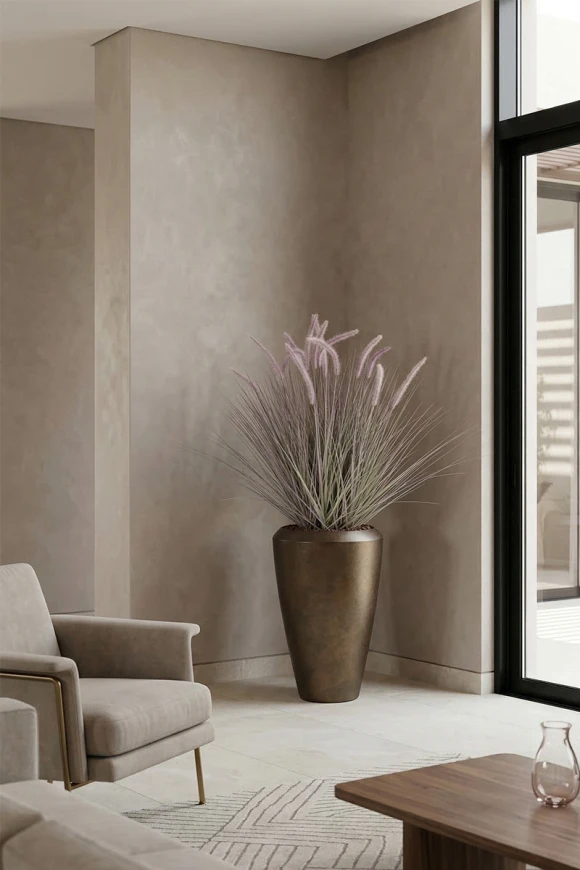 Artificial Dogtail Grass in Mocha Tall Earle Pot - 130cm