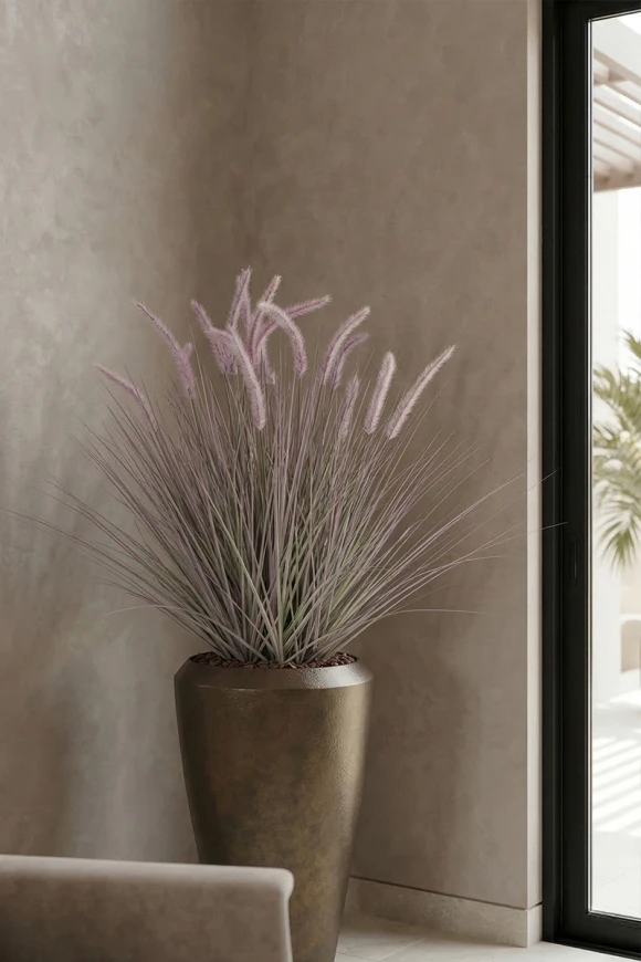 Artificial Dogtail Grass in Mocha Tall Earle Pot - 130cm