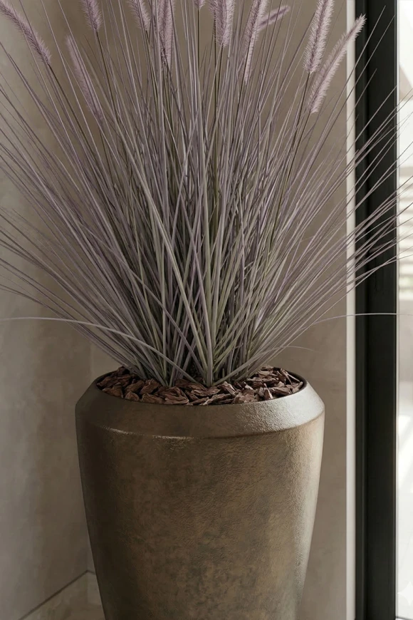 Artificial Dogtail Grass in Mocha Tall Earle Pot - 130cm