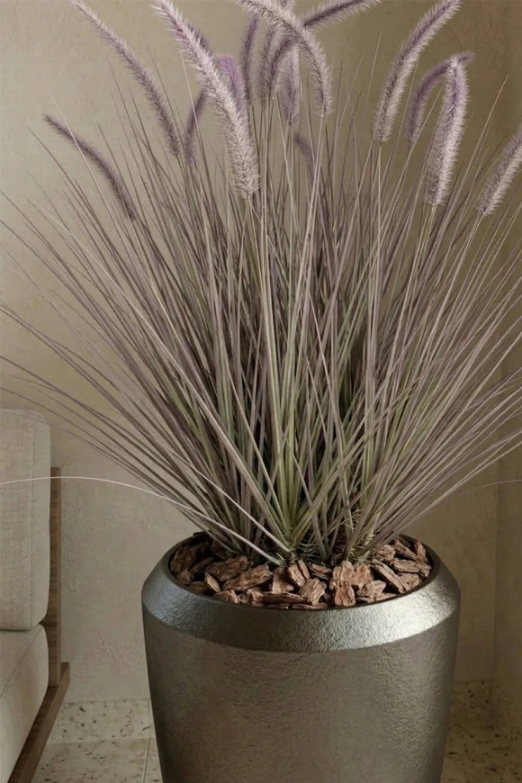 Artificial Dogtail Grass in Slate Tall Earle Pot - 130cm