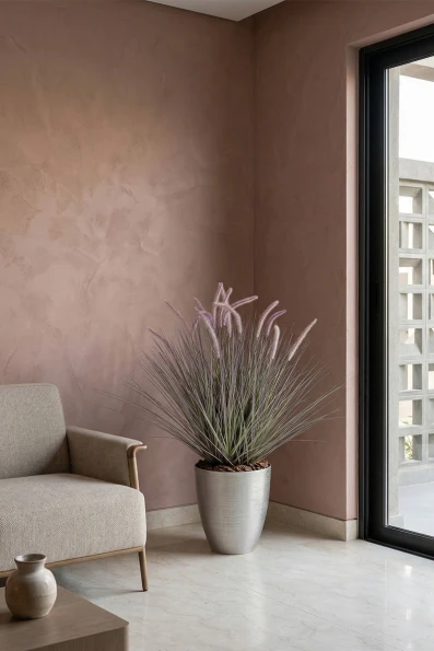 Artificial Dogtail Grass in Silver Buxley Pot - 110cm