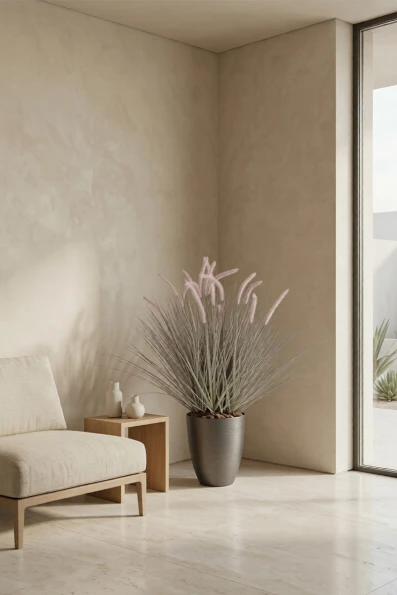 Artificial Dogtail Grass in Charcoal Buxley Pot - 110cm