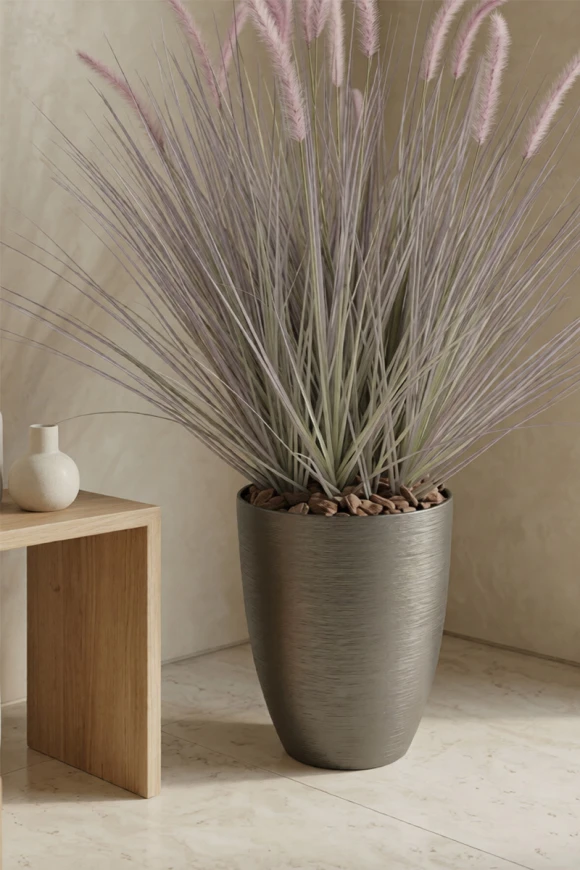 Artificial Dogtail Grass in Charcoal Buxley Pot - 110cm