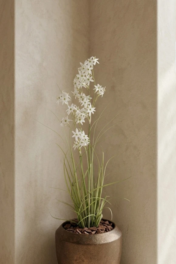 Artificial Allium Grass in Mocha Earle Dumpy Pot - 130cm