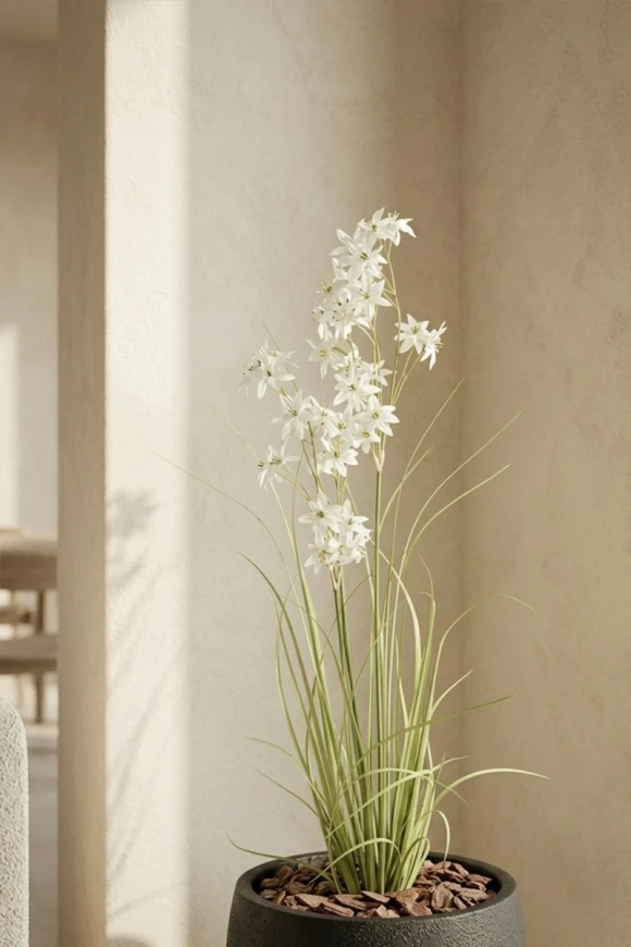 Artificial Allium Grass in Black Easington Pot - 130cm