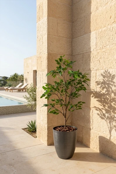 Outdoor Artificial Ficus Tree in Charcoal Buxley Pot - 140cm