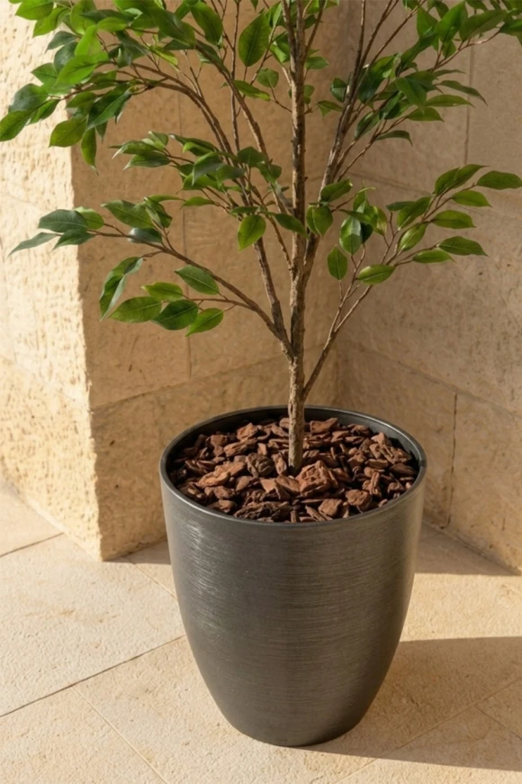Outdoor Artificial Ficus Tree in Charcoal Buxley Pot - 140cm