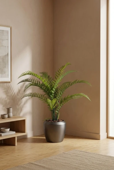 Artificial Woodwardia Fern in Slate Earle Dumpy Pot - 140cm