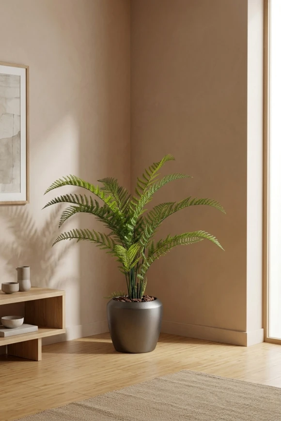 Artificial Woodwardia Fern in Slate Earle Dumpy Pot - 140cm