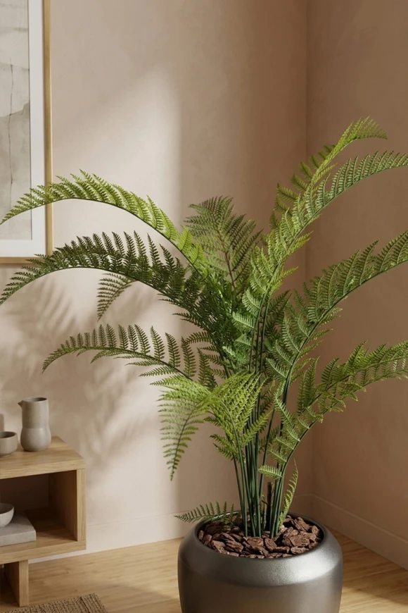 Artificial Woodwardia Fern in Slate Earle Dumpy Pot - 140cm