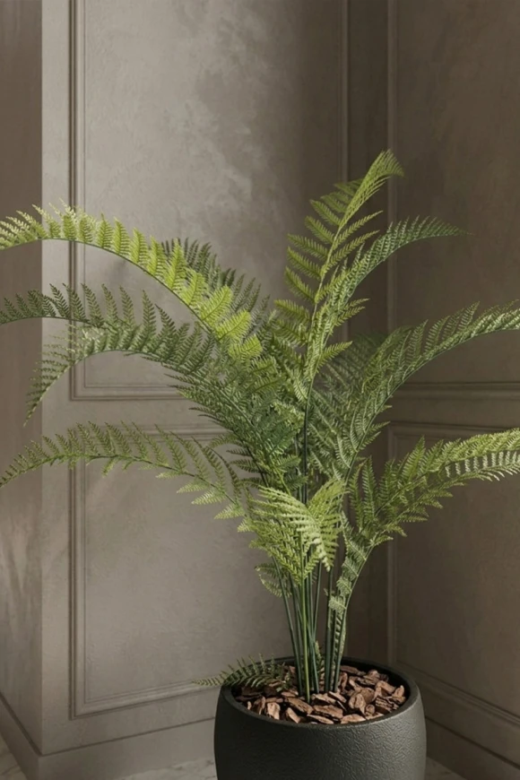 Artificial Woodwardia Fern in Black Easington Pot - 140cm