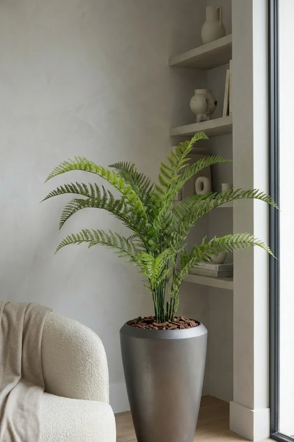 Artificial Woodwardia Fern in Slate Tall Earle Pot - 160cm