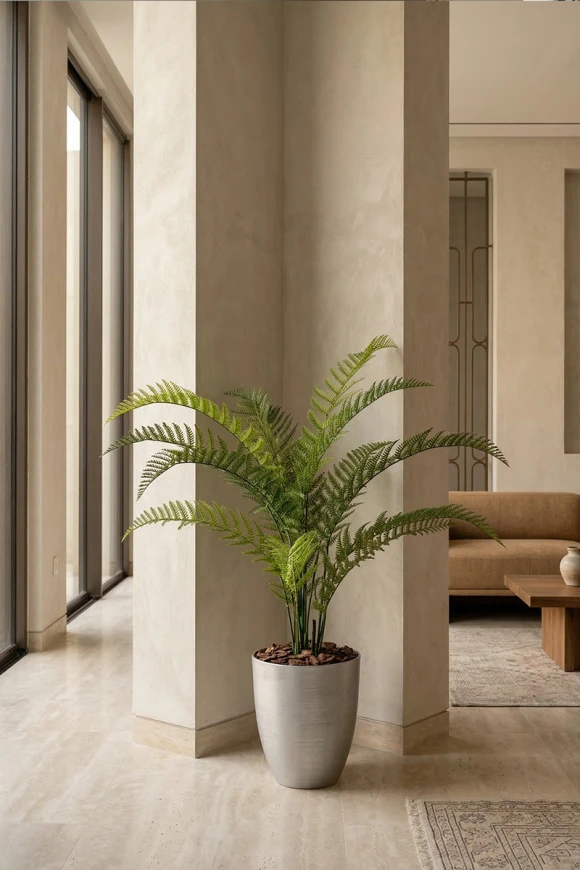 Artificial Woodwardia Fern in Silver Buxley Pot - 140cm