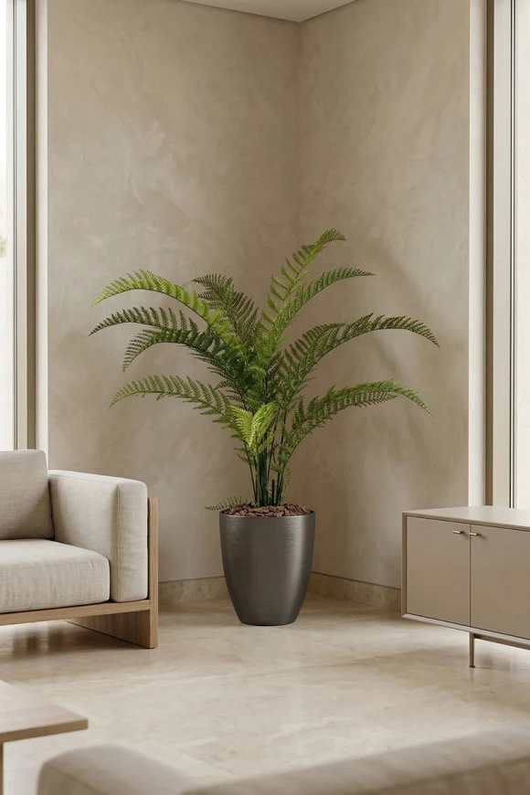Artificial Woodwardia Fern in Charcoal Buxley Pot - 140cm