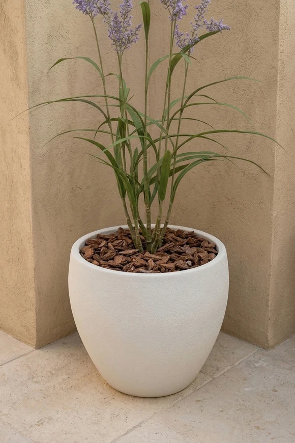 Outdoor Artificial Lavender Grass in White Easington Pot - 170cm