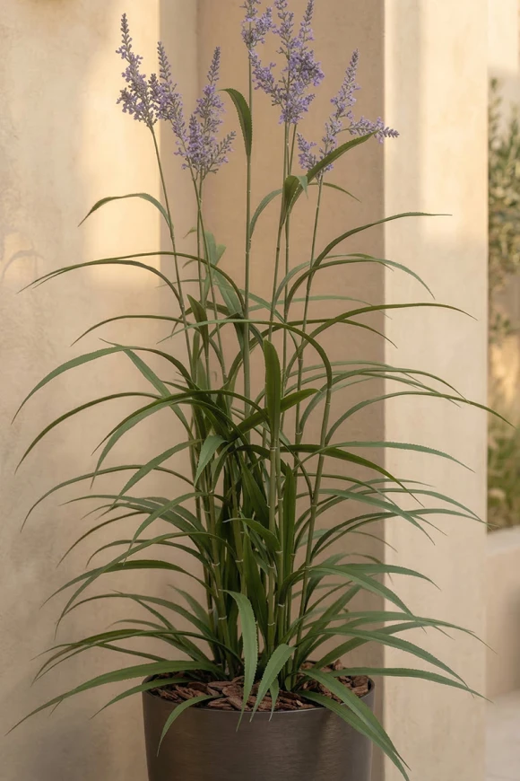 Outdoor Artificial Lavender Grass in Charcoal Buxley Pot - 170cm