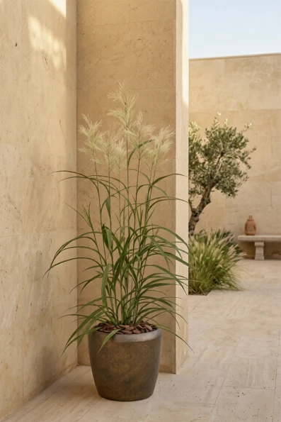 Outdoor Artificial Switchgrass in Mocha Earle Dumpy Pot - 170cm