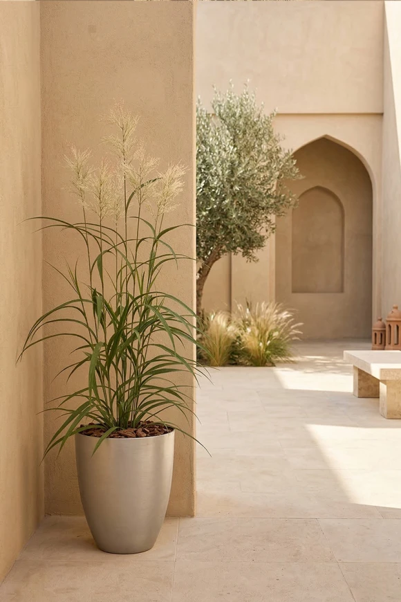 Outdoor Artificial Switchgrass in Silver Buxley Pot - 170cm