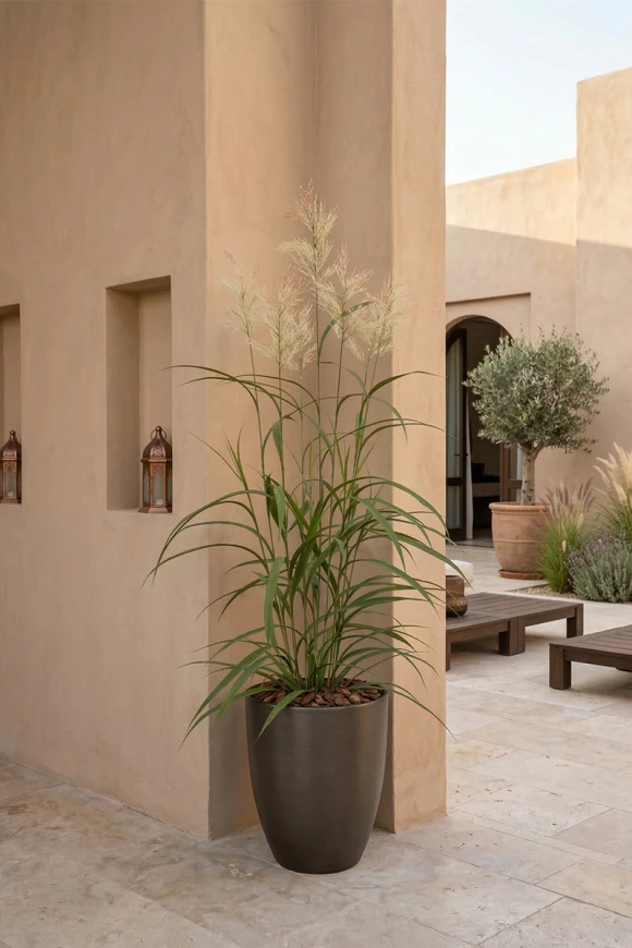 Outdoor Artificial Switchgrass in Charcoal Buxley Pot - 170cm