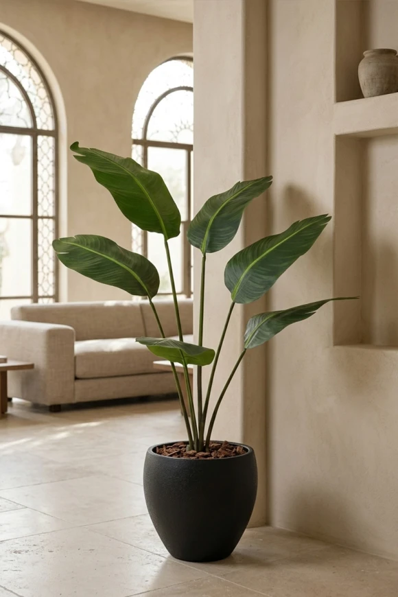 Artificial Traveller Palm in Black Easington Pot - 170cm