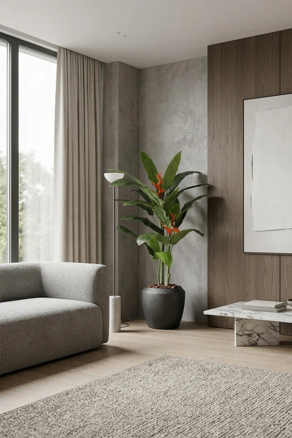 Artificial Heliconia Palm in Slate Earle Dumpy Pot - 190cm