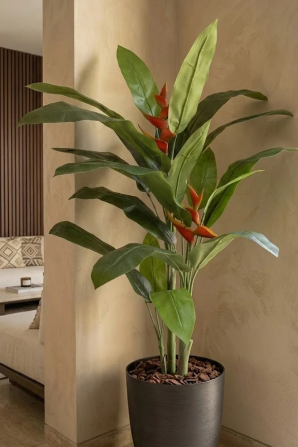 Artificial Heliconia Palm in Charcoal Buxley Pot - 190cm