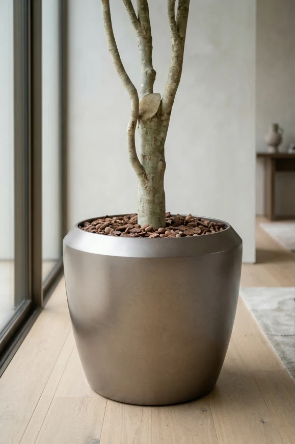 Artificial Ficus Tree in Earle Slate Dumpy Pot - 270cm
