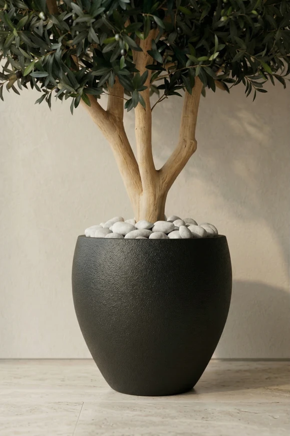 Large Artificial Olive Tree In Black Easington Pot - 240cm