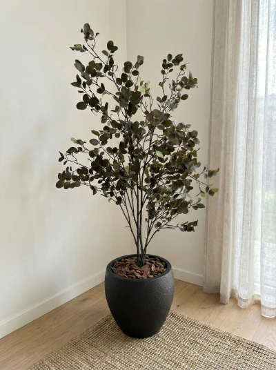 Artificial Autumn Pistacia Tree in Black Easington Pot - 130cm